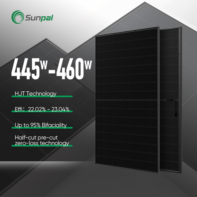Sunpal Hjt N Type TopCon Solar Panels 445W 450w Bifacial Solar Panel for Residential Installation