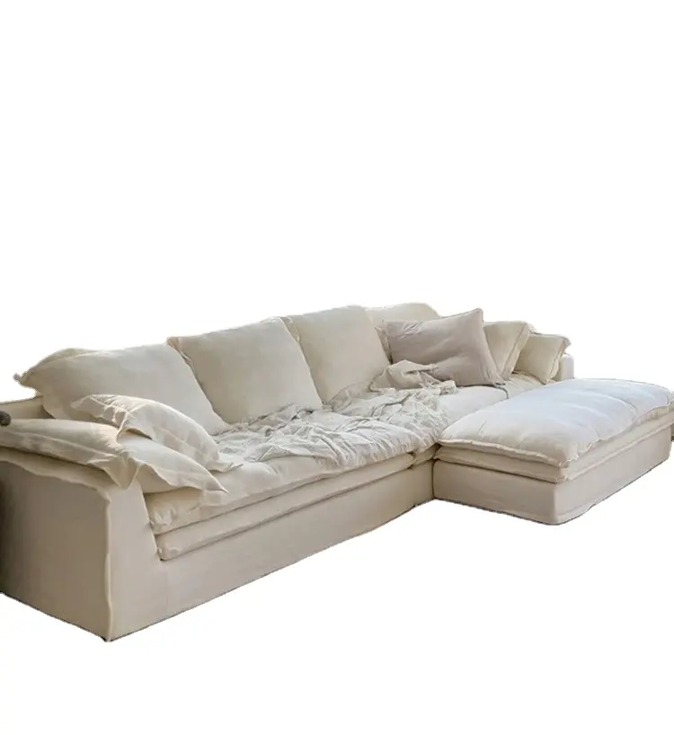 Bắc Âu đôi xuống sofa vải căn hộ nhỏ giải trí phong cách phòng khách mềm cao su siêu mềm sofa kết hợp
