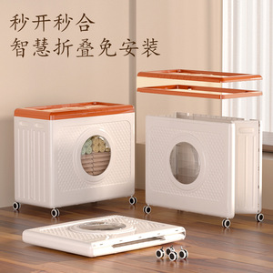 Clothing Organizer Storage Box With Lid Large Capacity For Clothes And Bedding Portable Home Use Rectangle Shape Gray Orange - Product Image 2