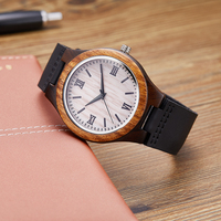Montre d'affaires en bois pour homme TJW, 100% bois naturel ébène/zebré, mouvement à quartz Seiko, cadran à aiguilles 45 mm, édition limitée