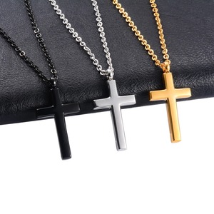 Collier pendentif croix chrétienne en acier inoxydable pour femmes et hommes, breloques pour chaîne, ras-de-cou, bijoux de prière minimalistes, accessoires - Product Image 1