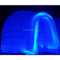 Tente igloo gonflable en tissu Oxford blanc de 10 pieds/3 m avec éclairage LED, tente dôme gonflable LED RVB illuminante pour événements