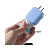 Funda Protectora de Silicona para Cargador con Enrollador de Cable, Cubierta 3 en 1 para Adaptador de Corriente USB-C de 20W para iPhone, Organizador de Cables