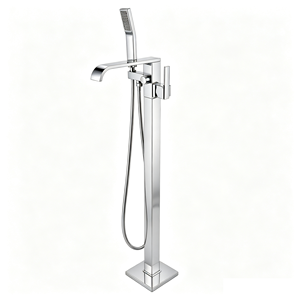 Robinet de baignoire autoportant thermostatique en laiton à poignée unique, montage sur pont, avec jet pluie pour salle de bain - Product Image 5