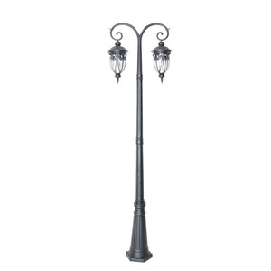 Lampadaire de jardin extérieur en fer, LED blanc chaud, abat-jour en verre, IP66, AC 220V, 2700K, garantie 10 ans, détecteur de mouvement, alimenté par énergie solaire - Product Image 2