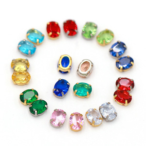 Strass ovales cousus à la main, base or et argent, 12 facettes, qualité A, pour accessoires de robe de mariée et de chaussures - Product Image 3
