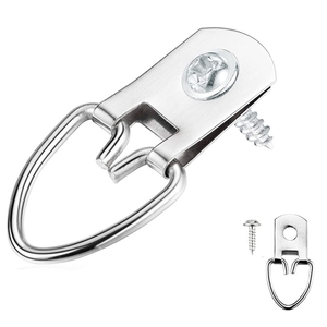 Gran oferta, 50 Uds., herrajes para colgar imágenes de un solo orificio, colgadores de imágenes de anillo en D de alta resistencia con tornillos, un solo orificio - Product Image 3