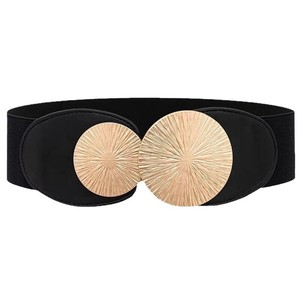 Sabuk wanita elastis <span class=keywords><strong>Vintage</strong></span>, sabuk Retro wanita <span class=keywords><strong>Vintage</strong></span>, elastis, Paduan lebar, gesper bulat, Multi warna, sabuk pinggang elastis, untuk rok gaun - Product Image 1