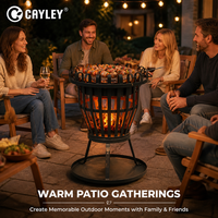 Brasero en fer robuste Cayley pour extérieur, camping, terrasse, jardin, barbecue et chauffage