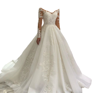 White Ball Gown for Women Modern V-neck Lace <b>Wedding</b> <b>Dress</b> Plus Size Cathedral Train Built-in Bra for American Turkish <b>Weddings</b> - Product Image 4