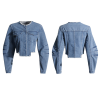 Veste Courte en Jean Bleu de Haute Qualité, Effet Délavé, Style Vintage, Tendance Été-Printemps, Veste Décontractée en Jean Déchiré pour Femme