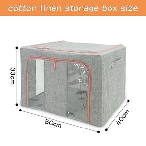 Caja de almacenamiento de ropa plegable multicolor al por mayor organizador de contenedores de ropa apilable de tela de lino con ventana transparente - Product Image 3