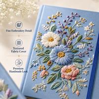 Nouveau design, broderie, format A5, couverture rigide, agenda étudiant, papeterie de bureau, carnet de notes à motifs floraux