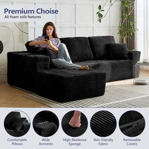 Sofá Cama Seccional Reclinable de Tres Plazas en Forma de L, Convertible, Moderno, para Sala de Estar, Comprimido al Vacío - Product Image 2