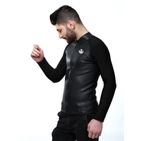 DIVESTAR Jaket Neoprene Kulit Halus Ritsleting Depan, Jaket Lengan Panjang Tahan Air 1.5MM 2MM Kustom