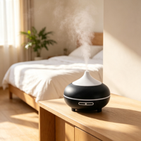 Diffuseur ultrasonique de table noir et blanc pour huiles essentielles, machine à parfum avec lumière LED, humidificateur d'aromathérapie domestique