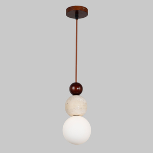 Luminaire suspendu moderne en pierre naturelle, bois et boule de verre pour <span class=keywords><strong>la</strong></span> maison et les cafés - Product Image 3