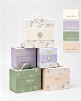 Boîte cadeau portable écologique réutilisable faite à la main avec fermeture magnétique à rabat, motif floral, personnalisable pour les entreprises