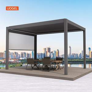 بيرجولا خارجية من الألومنيوم مقاس 4×6 متر مع ستائر قابلة للطي أو باب زجاجي منزلق مطلية بالبودرة وصديقة للبيئة - Product Image 2