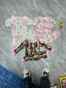 Pyjama Bébé Garçon Imprimé Noël en Tissu Tricoté Spandex Bambou Décontracté, Ensemble Jogging Manches Longues de Haute Qualité, Boîte Mystère Colorée - Product Image 6