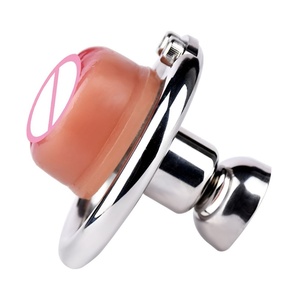 FRRK Tiny Chastity with Added Stimulate Silicone Vagina <b>Dildo</b> Men's Chastity Cage Him Lock for Couple Game Cock Rings Sex Toys - Product Image 3