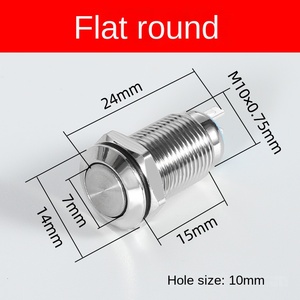 Interrupteur à bouton-poussoir LED autobloquant à réinitialisation, 10 mm, en acier inoxydable, IP65, 220 V, 1NO1NC - Product Image 6