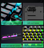 Clavier et souris de jeu rétroéclairés LEAVEN D320, ensemble avec caractères transparents, clavier et souris filaires USB pour jeux