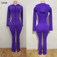 Ensemble de survêtement 2 pièces pour femme 2026 : veste à capuche zippée à manches longues et pantalon évasé taille haute, tenue de yoga en nylon et élasthanne, du S au 2XL
