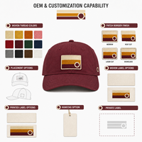 Casquette de baseball en coton Dobby rayée en gros avec patch tissé, article de catalogue courant, produit culturel, chapeau, OEM, marque privée, fourniture pour musées