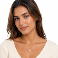 Collier Pendentif Lettre Doré et Argenté pour Femme, Chaîne en Acier Inoxydable, Breloque en Alliage Électroplaqué, Bijou Minimaliste