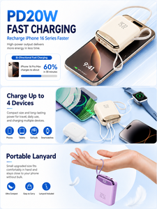Hyto MINI 10000มิลลิแอมป์ต่อชั่วโมง USB C ชาร์จได้อย่างรวด<span class=keywords><strong>เร็ว</strong></span>พร้อมสายเคเบิล PD20W แบตเตอรี่สำรองภายนอก22.5วัตต์สำหรับ <span class=keywords><strong>iPhone</strong></span> Samsung Xiaomi - Product Image 2