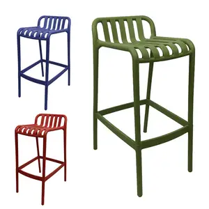 2024 New Green Coffee Stackable Minimalist Restaurant Patio Terrace Kitchen High Barstool Chair Outdoor Bar Stools