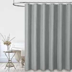 CF BCL06 Popular Luxury Linen Bath Shower Curtain Custom Logo Waterproof Polyester Modern Design Shower Curtain