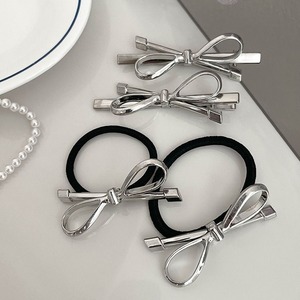 Silver <b>bow</b> side hair <b>clip</b> hair ornament hair <b>clip</b> women's exquisite crocodile <b>clip</b> hairpin high ponytail hair tie hair tie - Product Image 1