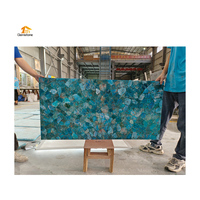 Vente en gros Dalles naturelles en apatite et cristal bleu turquoise rétroéclairées Panneaux de pierre translucide