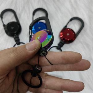 Factory wholesale magnetic minimalist backpack hiking buckle with Dyneema thread, high <b>rebound</b> telescopic round keychain - Product Image 1