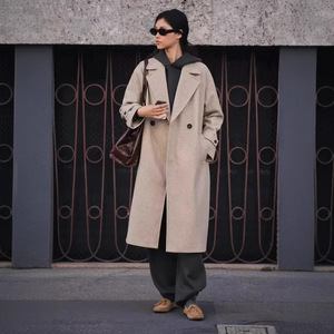 Giacca da <span class=keywords><strong>donna</strong></span> a doppio petto a manica lunga Casual <span class=keywords><strong>Trench</strong></span> alla moda 3 colori solidi con colletto intagliato tessuto - Product Image 3