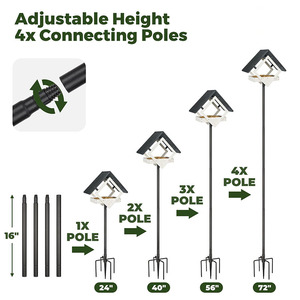 Jh-mech yükseltilmiş 5-Prong katı baz 3lbs tohum kapasitesi 7.5 "bakır çatı 360 derece besleme tepsisi Metal kuş besleyici asılı - Product Image 3