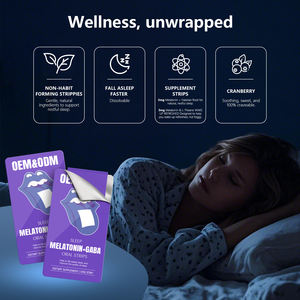 OEM ODM Melatonin <span class=keywords><strong>GABA</strong></span> Penenang Tidur Bentuk Strip Oral Cepat Larut di Lidah Mendukung Tidur Nyenyak Formula Portabel untuk Malam Hari - Product Image 1