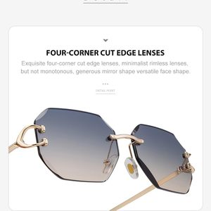 Lunettes de soleil unisexes de luxe personnalisées, sans monture, en métal noir, avec logo personnalisé, vente en gros, lunettes de soleil élégantes et classiques - Product Image 4