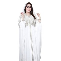 Abaya pour femmes grandes tailles de style européen, américain et africain, en mousseline de soie, ornée de strass et de perles, avec châle et foulard