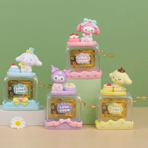 Nouvel Arrivage Mignon Sweet Kulomi Melody Cinnamoroll Logo Personnalisé Boîte à Musique à Manivelle Joyeux Anniversaire Tune Forme Carrée