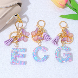 Nuevo Colgante de Mariposa con Cristales <span class=keywords><strong>AB</strong></span>, Borlas Brillantes de Resina y Letras del Alfabeto, Llavero para Mujeres y Niñas - Product Image 5
