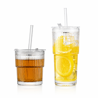 Gobelets en verre avec couvercle et paille pour matcha, café glacé et smoothies, lavables au lave-vaisselle, pour la maison ou le bureau