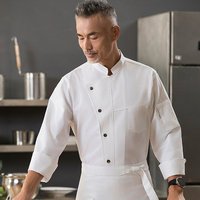 Veste de chef haut de gamme personnalisée TC Respirante Évacuation de l'humidité Cuisine Haut de gamme Restaurant Bar Bouton pression Uniforme de chef pour hommes