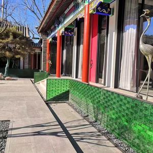 LZX لون أخضر صلب نمط الكريستال الزجاج الشفاف المسطح صديقة للبيئة مقاومة للحريق المعاصرة غرفة المعيشة في الهواء الطلق - Product Image 4