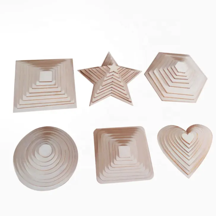 Artesanías de madera de diferentes formas de corte láser con diseño de cliente a precio de fábrica