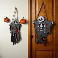 Décoration de porte en bois pour Halloween, pendentif citrouille et fantôme pour fête et décoration intérieure