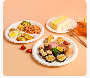Nouveau design d'<span class=keywords><strong>assiette</strong></span> en papier jetable épaissie dégradable 6/7/8/9/10 pouces de pulpe de canne à sucre Nouveau design d'<span class=keywords><strong>assiette</strong></span> jetable - Product Image 6