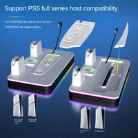 Base de charge double pour manettes PS5, support vertical avec ventilateur de refroidissement pour console de jeu PS5 Slim, avec support pour écouteurs